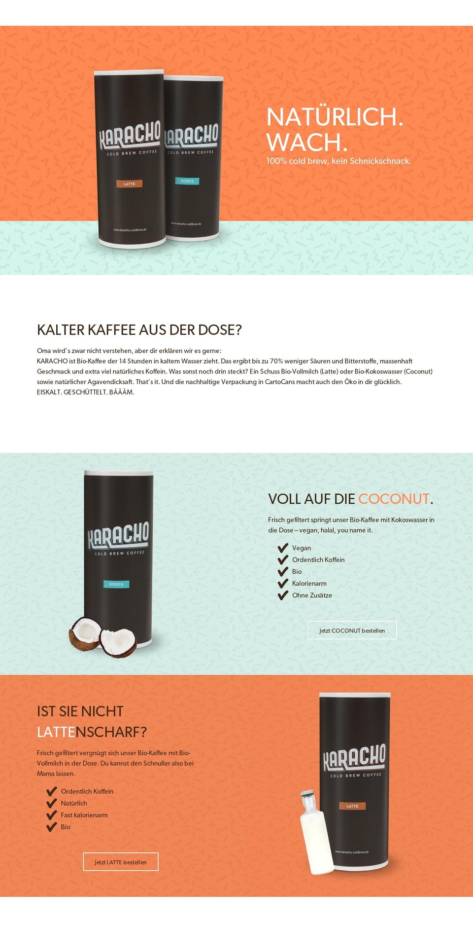 karacho-coldbrew.com shopify website screenshot