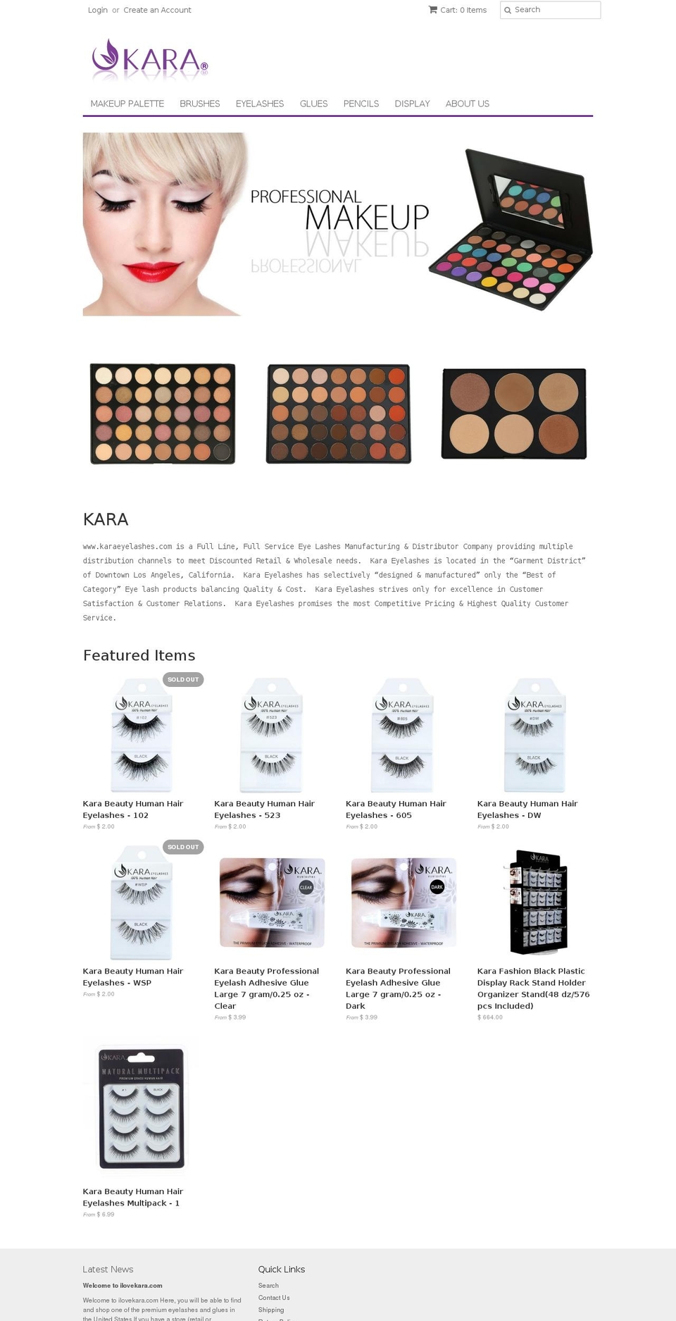 karaeyelashes.com shopify website screenshot