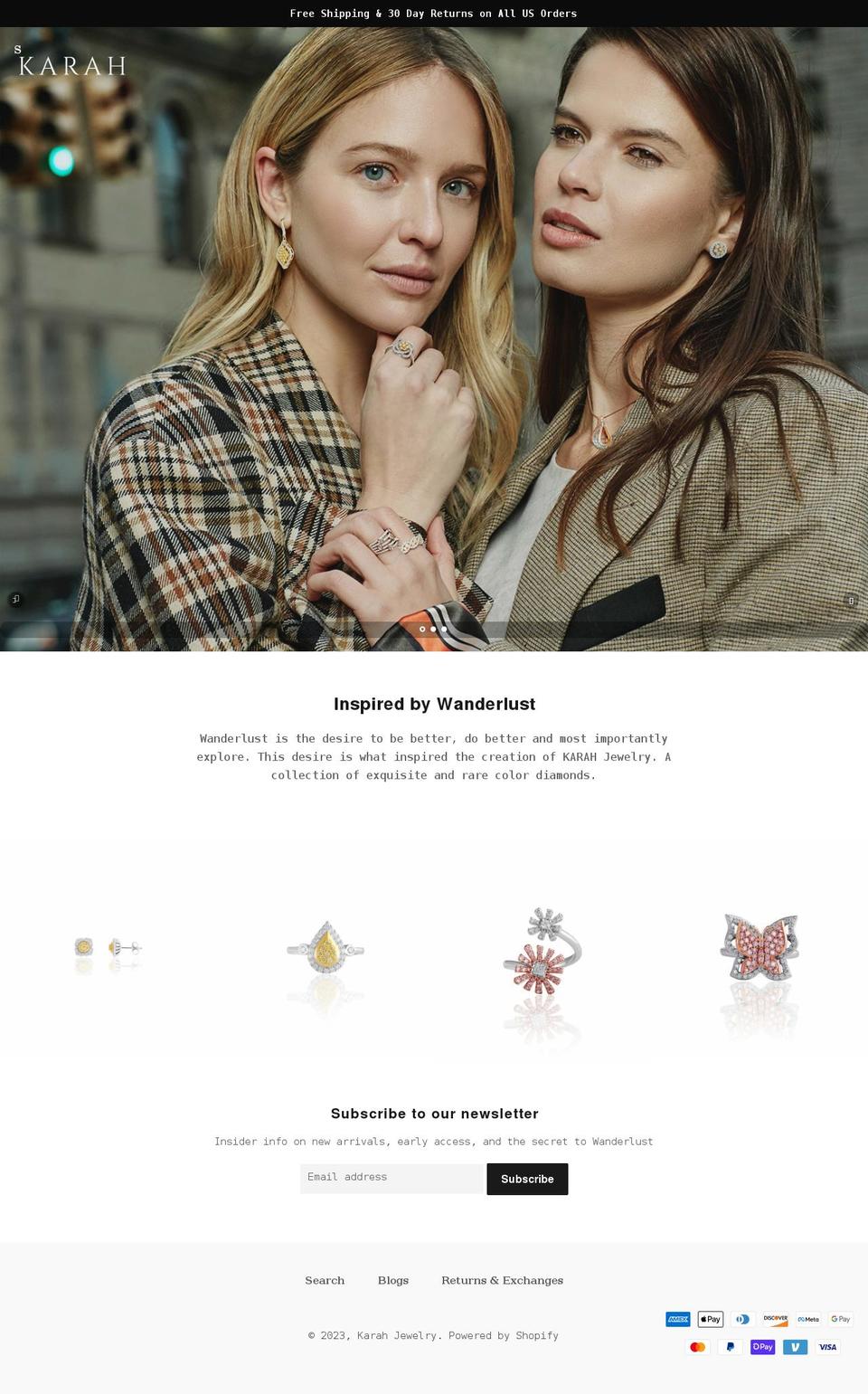 karahjewelry.com shopify website screenshot