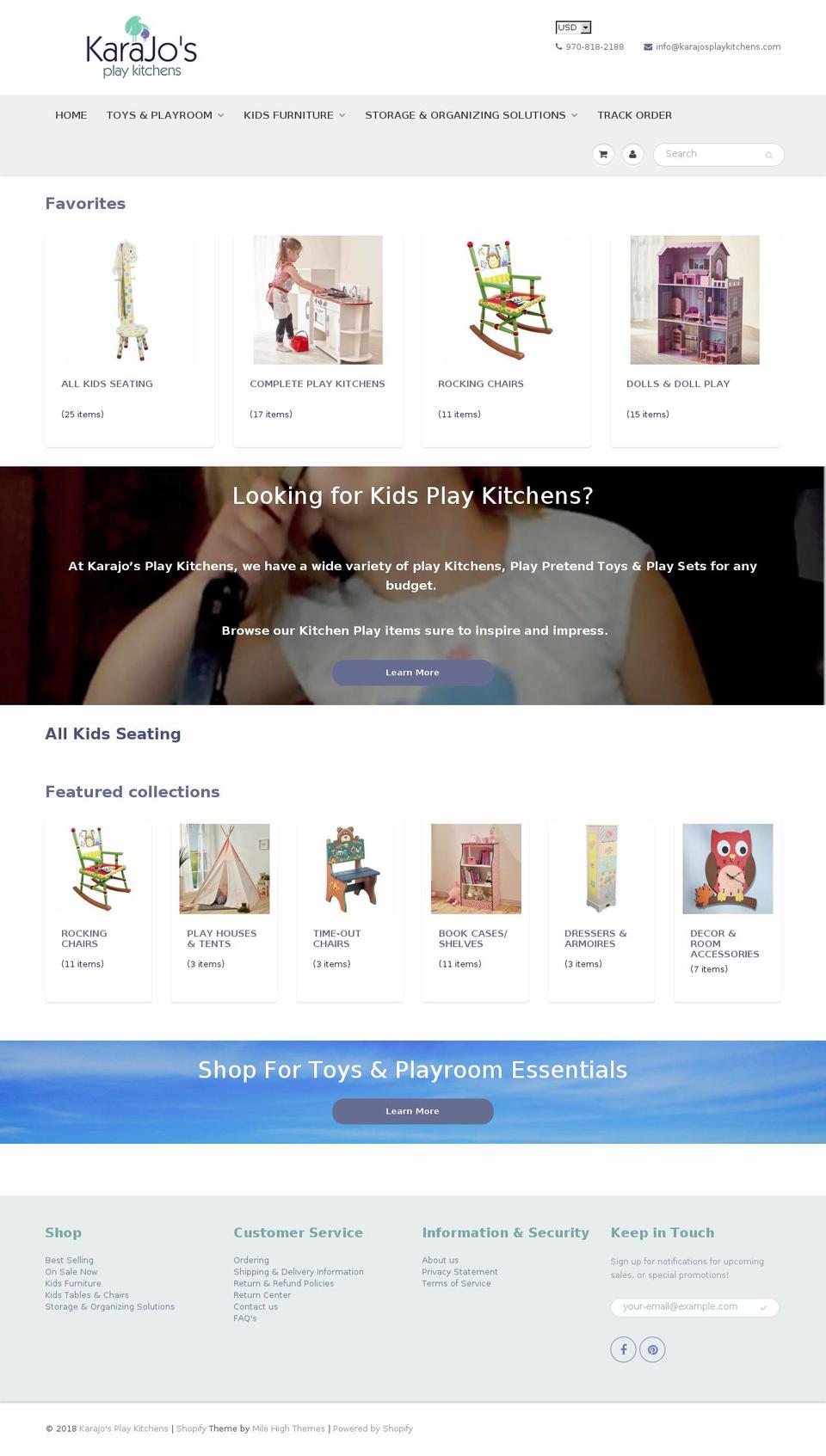 karajosplaykitchens.com — Shopify storefront screenshot