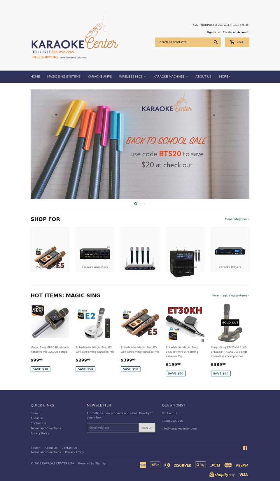 karaokecenterusa.com shopify website screenshot