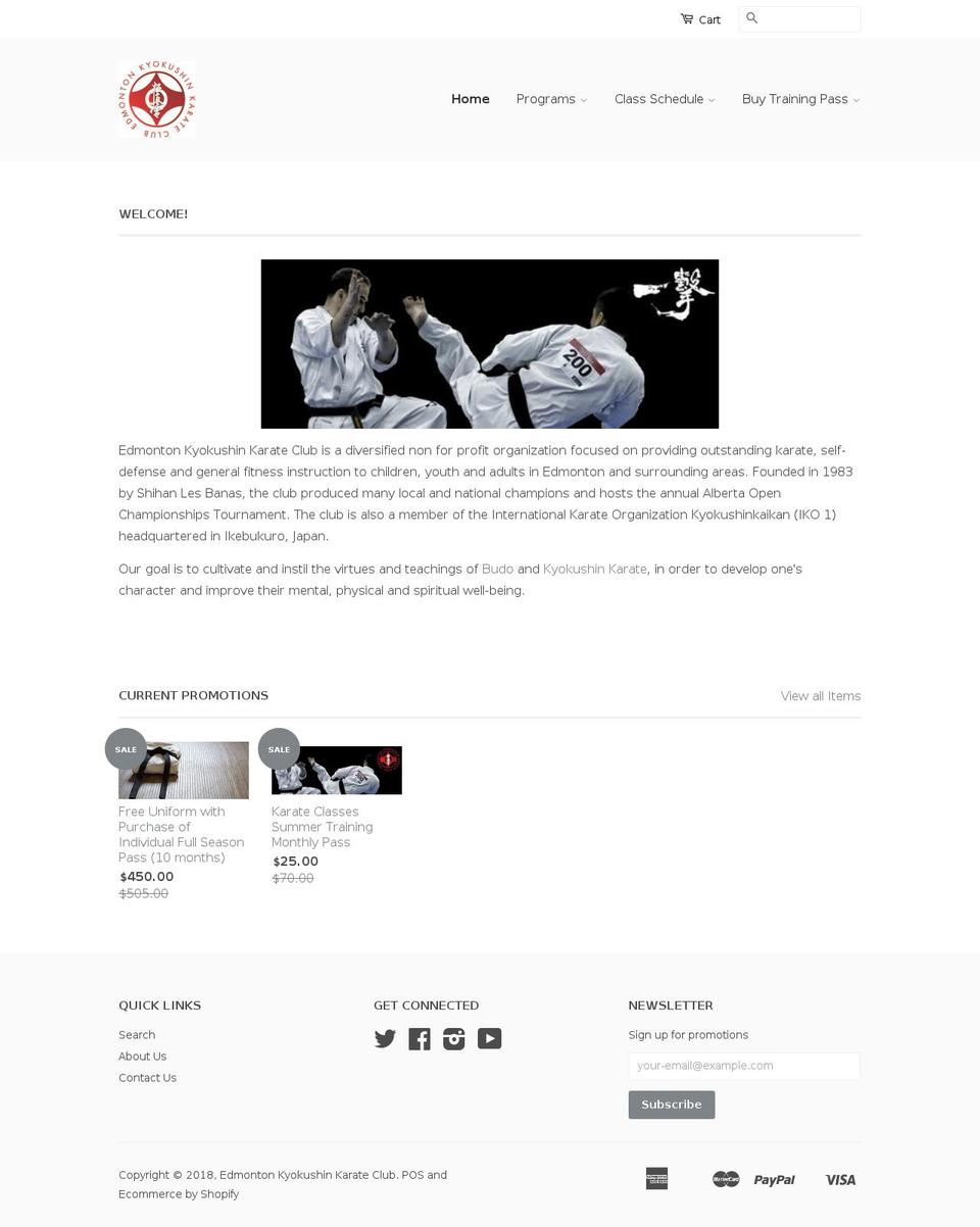 karate-edmonton.com — Shopify storefront screenshot
