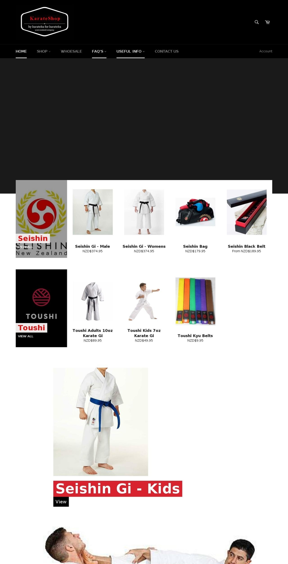 karateshop.co.nz shopify website screenshot