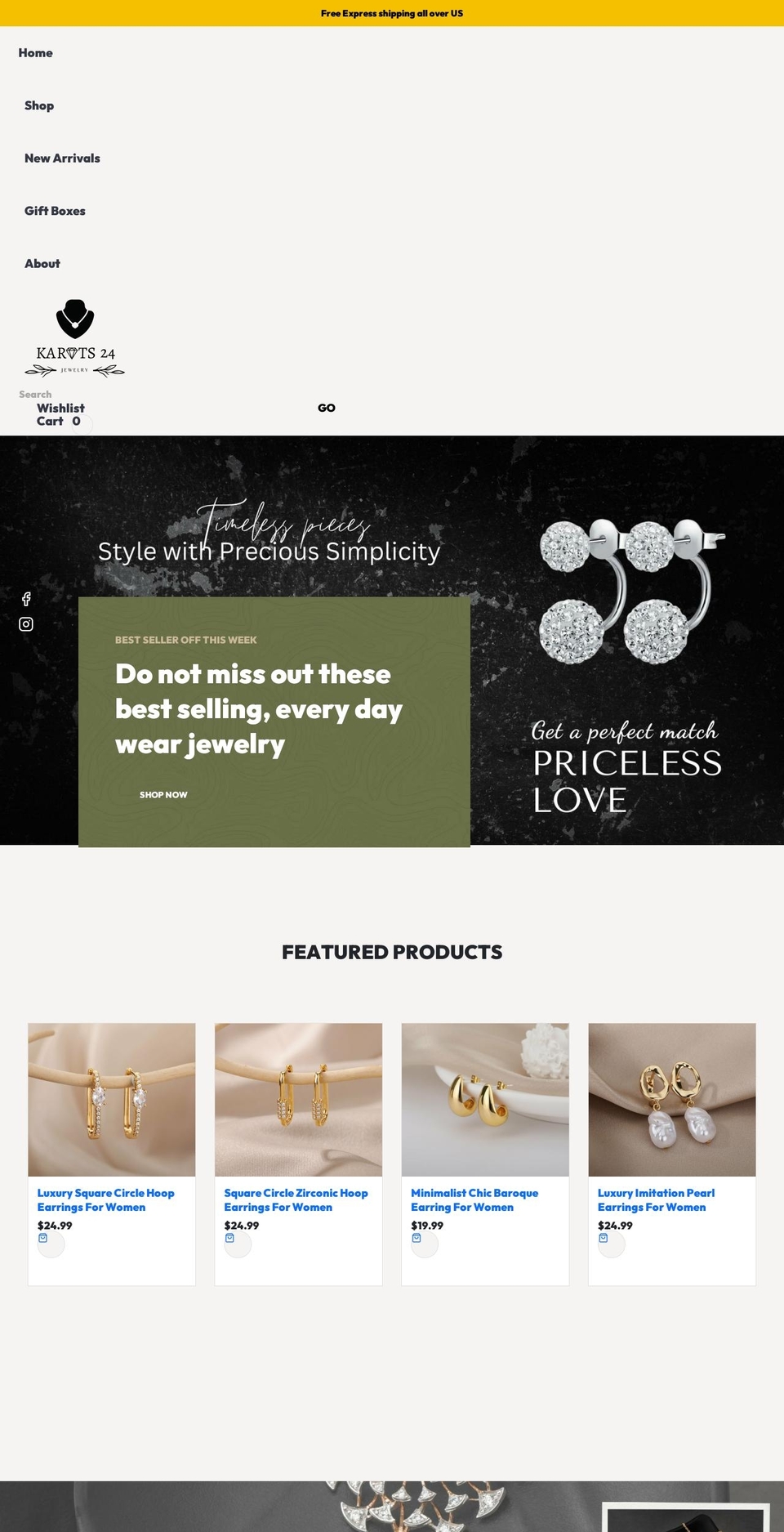 Home- Shopify theme site example karats24.com