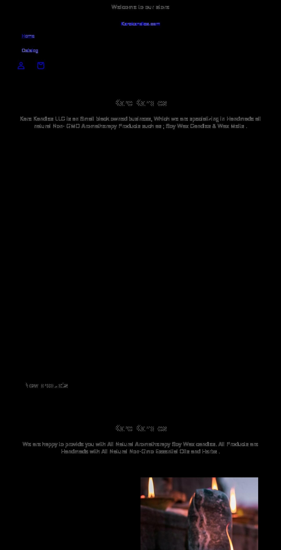 karekandles.com shopify website screenshot