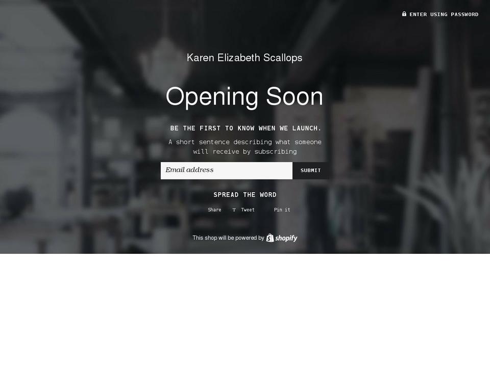 karenelizabethscallops.com shopify website screenshot