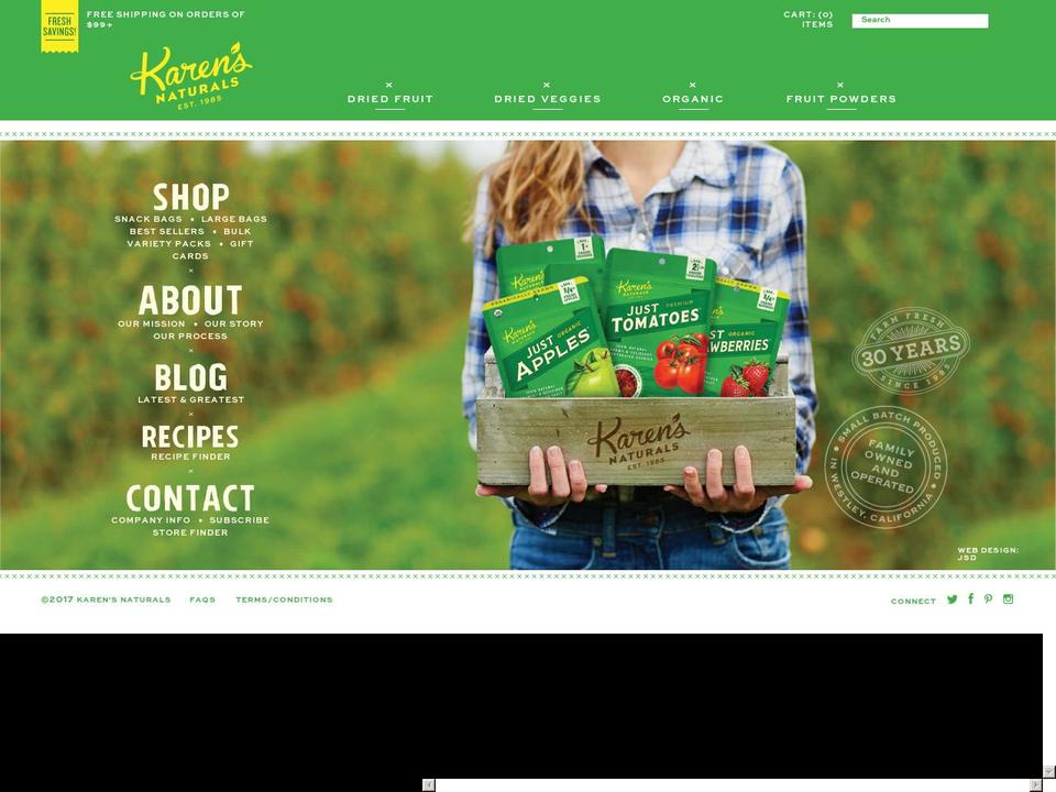 Karen's Naturals - Main Theme Shopify theme site example karens-naturals.net