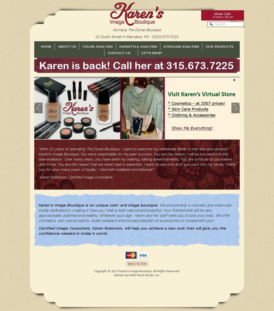 karensimageboutique.com shopify website screenshot