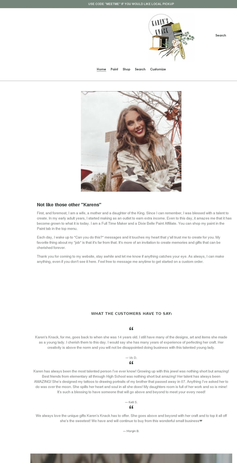 karensknack.com shopify website screenshot