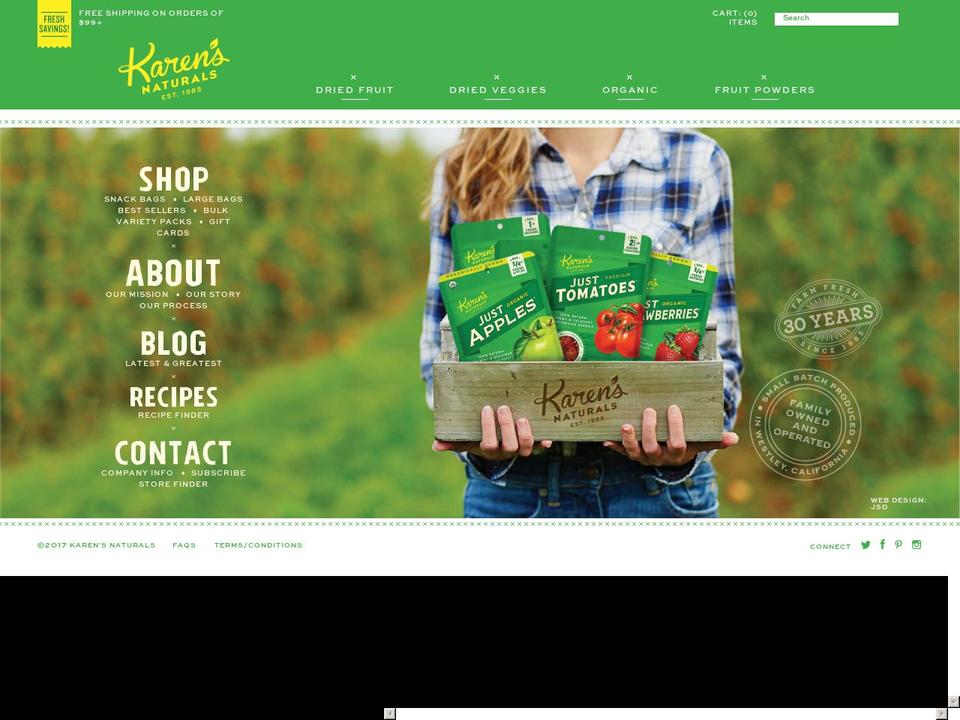 karensnaturalfood.org shopify website screenshot