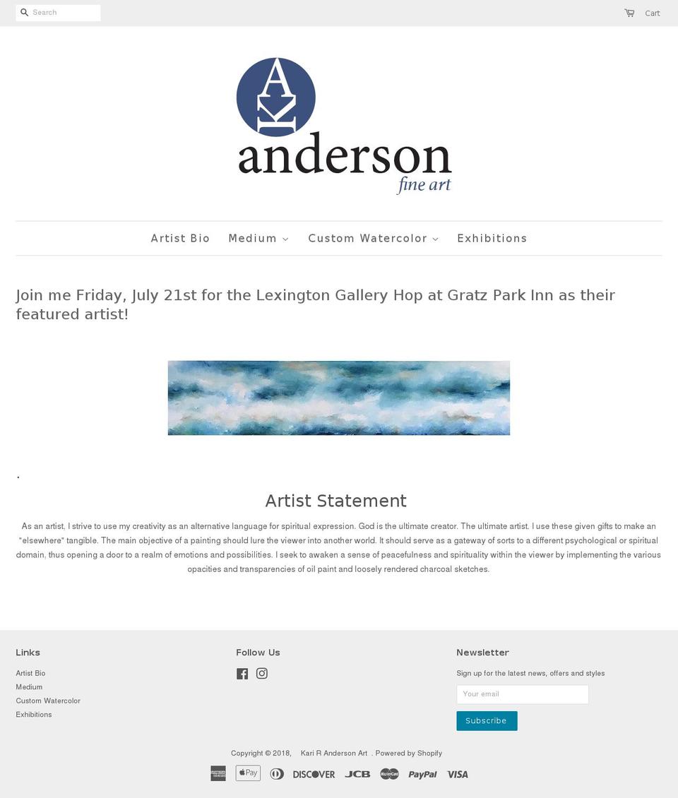 kariandersonart.com — Shopify storefront screenshot