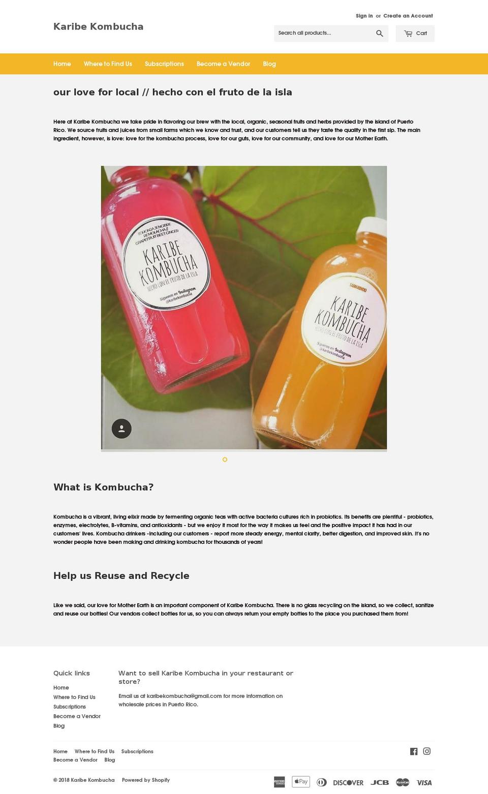 karibekombucha.com — Shopify storefront screenshot