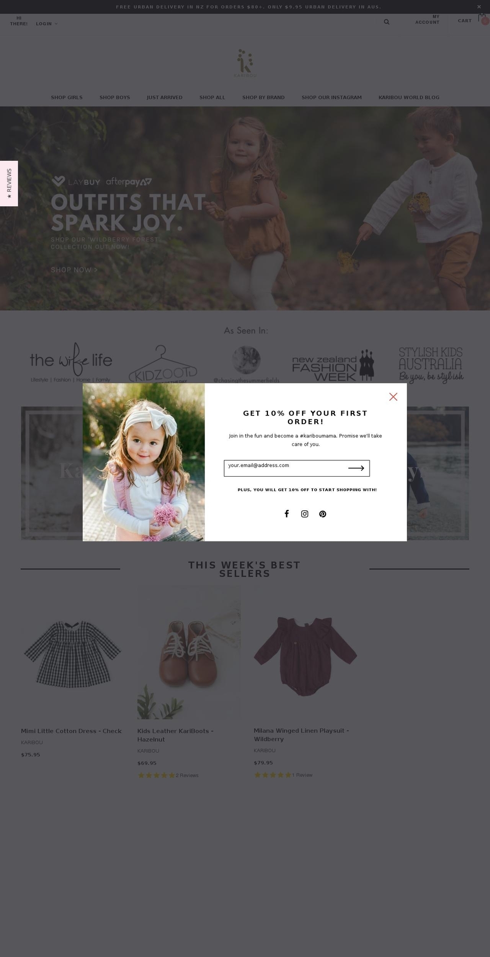 karibou.co.nz shopify website screenshot