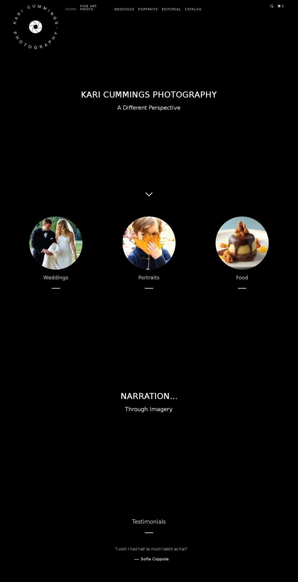 karicummingsphotography.com — Shopify storefront screenshot