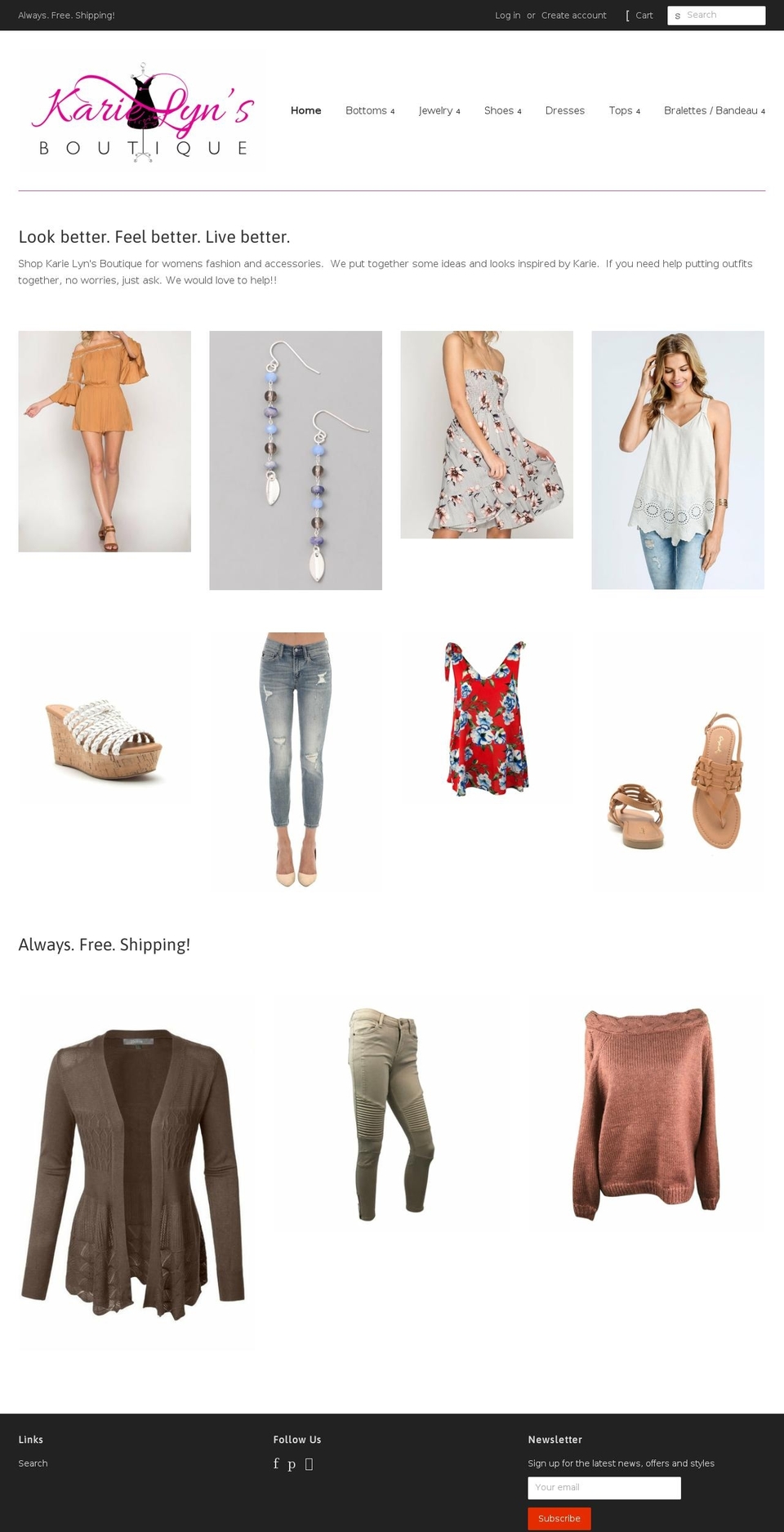karielynsboutique.com shopify website screenshot