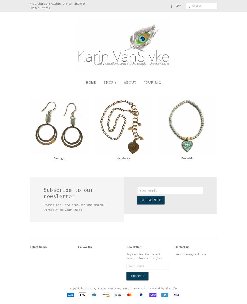 karinvanslyke.com shopify website screenshot