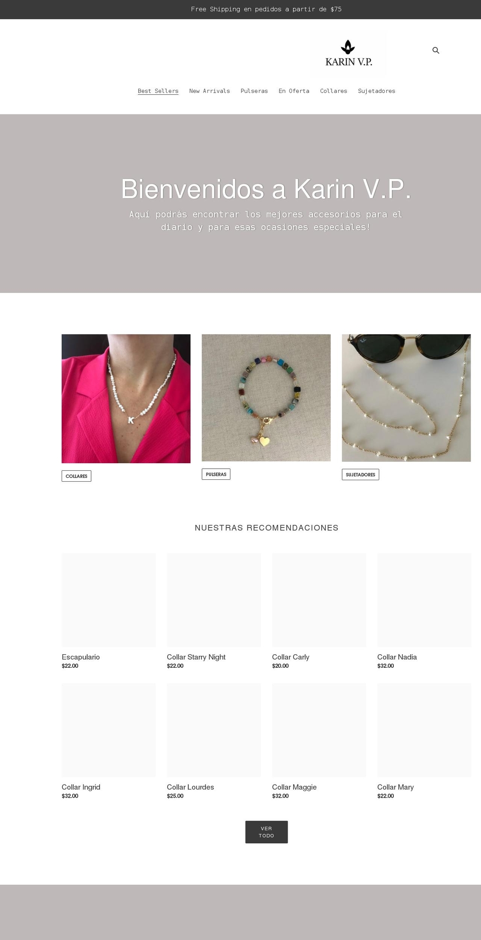 karinvp.com shopify website screenshot