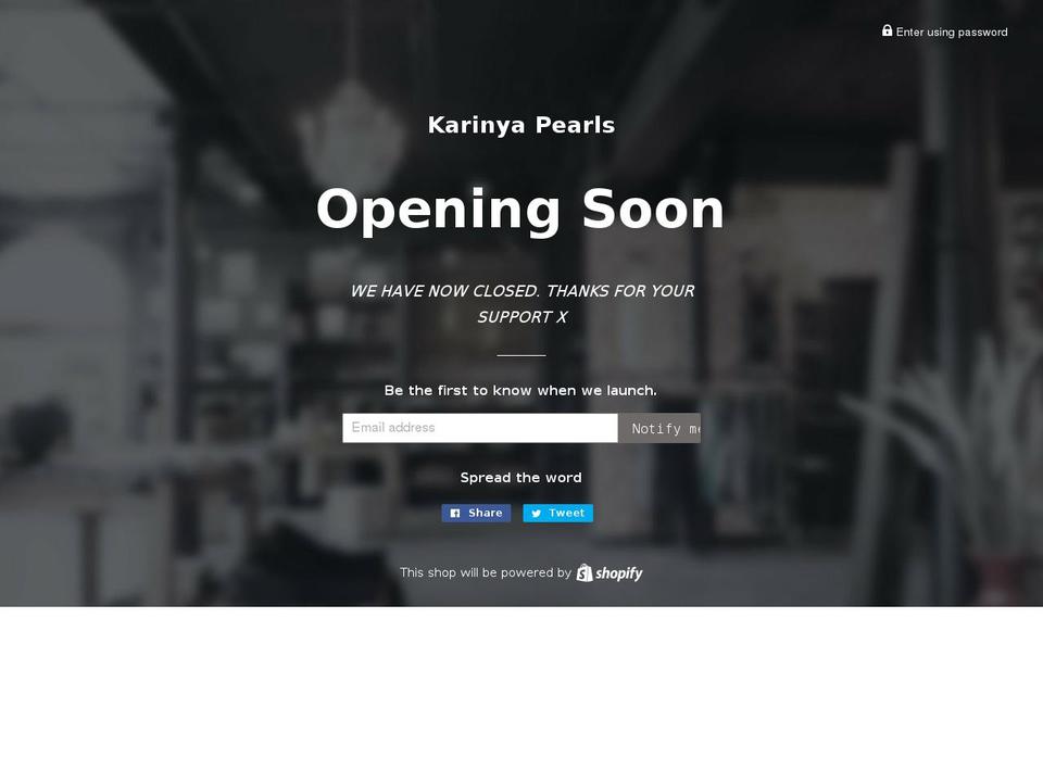 karinyapearls.com — Shopify storefront screenshot