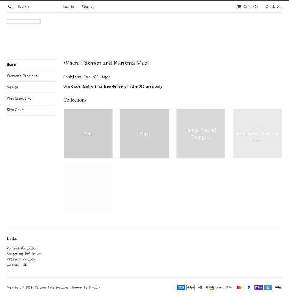 karismaisleboutique.org shopify website screenshot