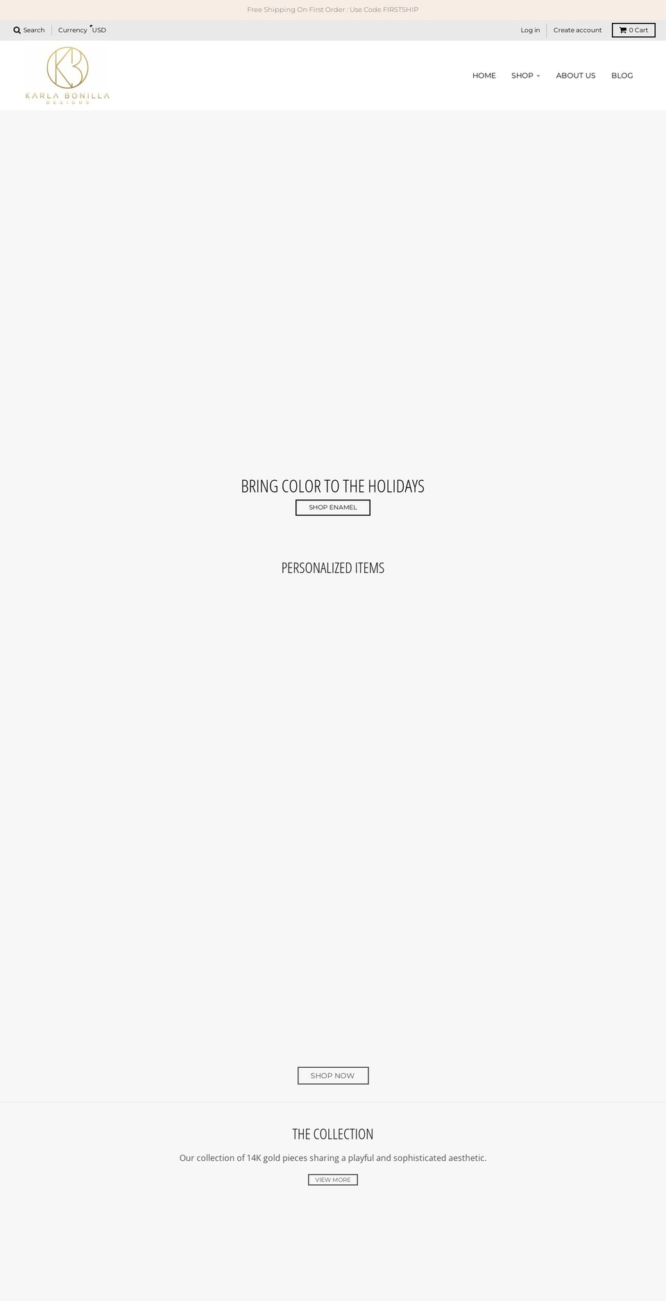 karlabonilladesigns.com — Shopify storefront screenshot