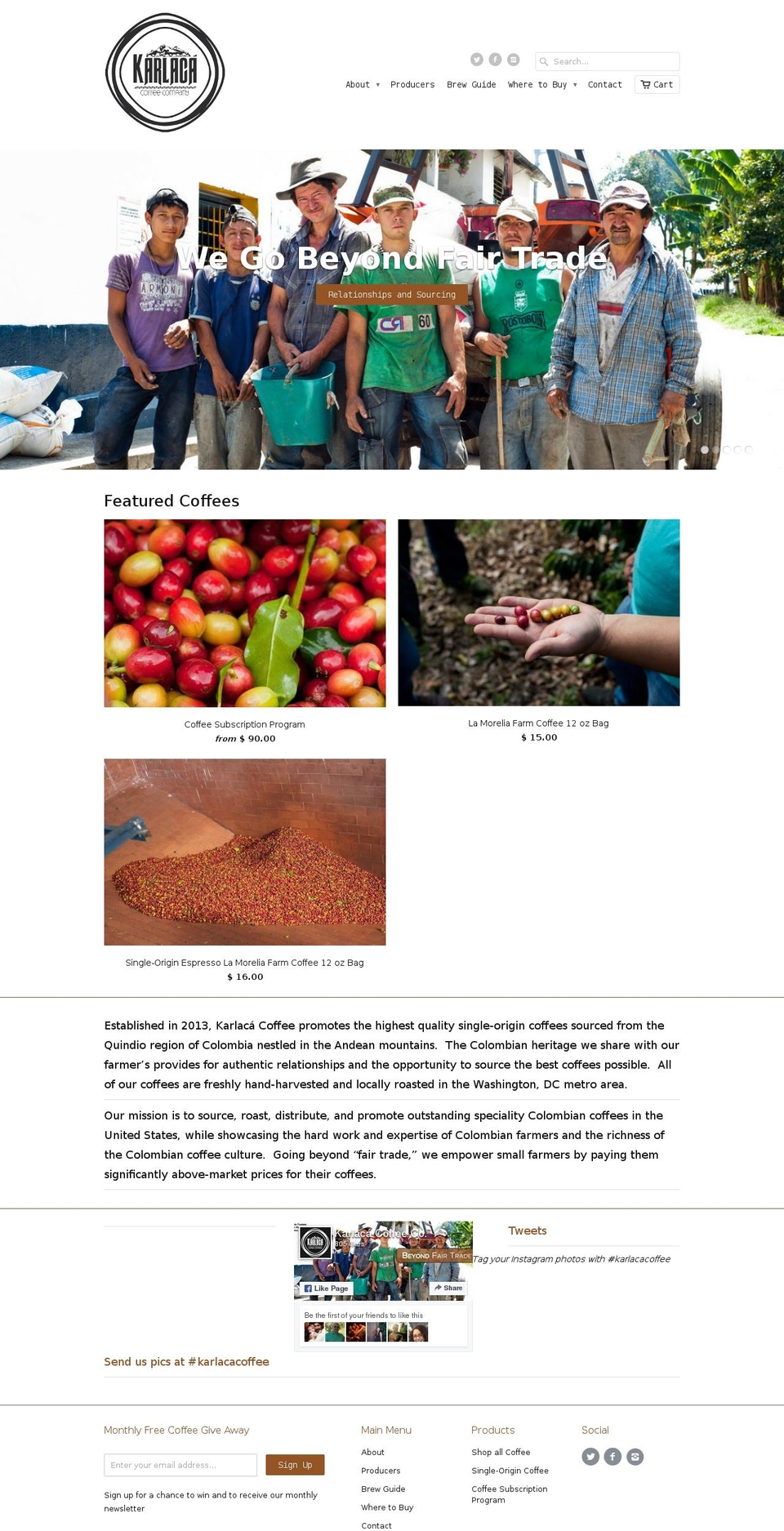 karlacacoffee.com shopify website screenshot