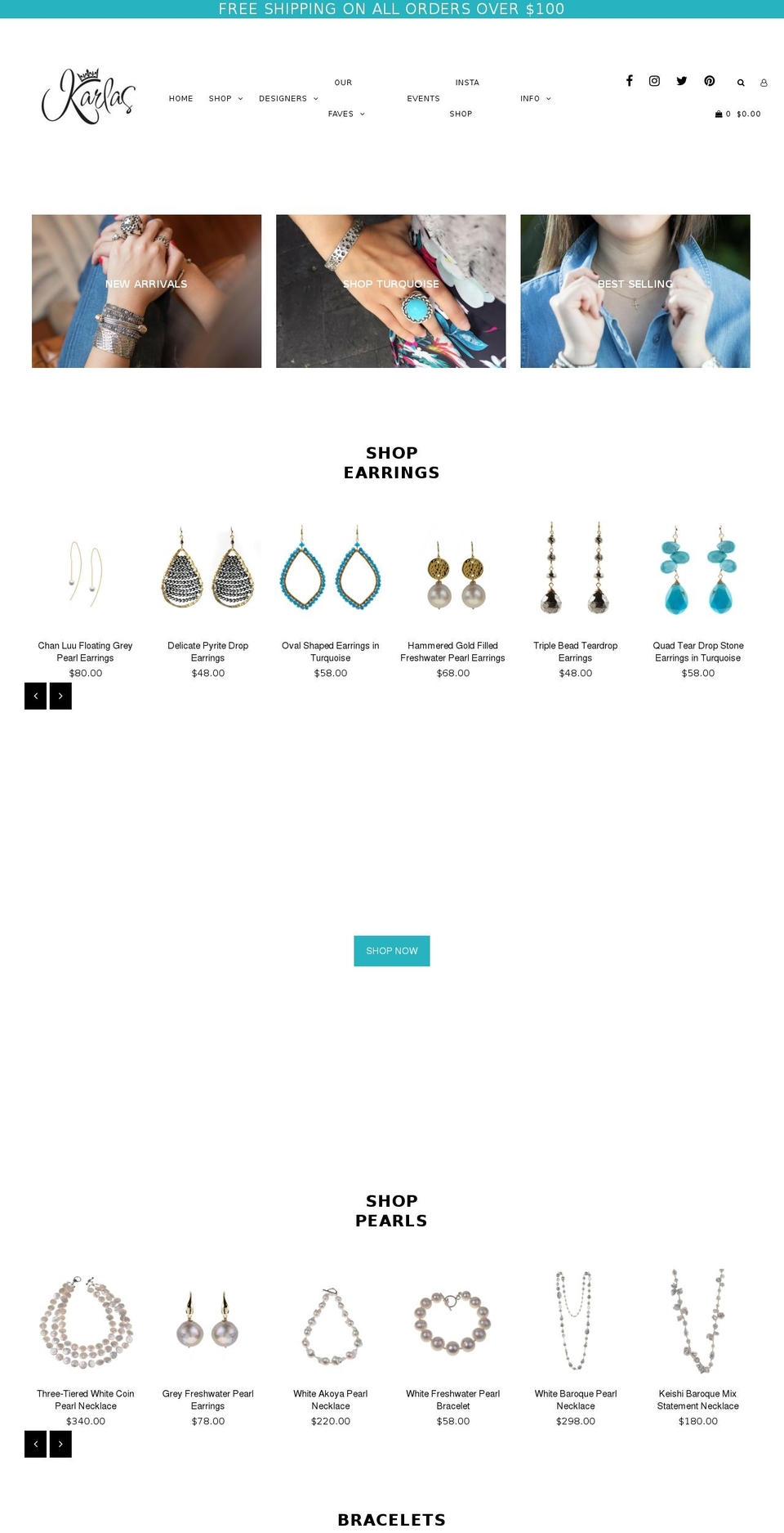 karlasjewelry.com shopify website screenshot