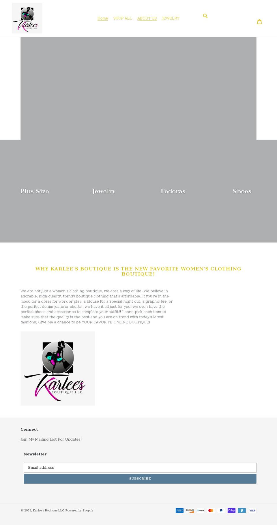 karleesboutique.com shopify website screenshot