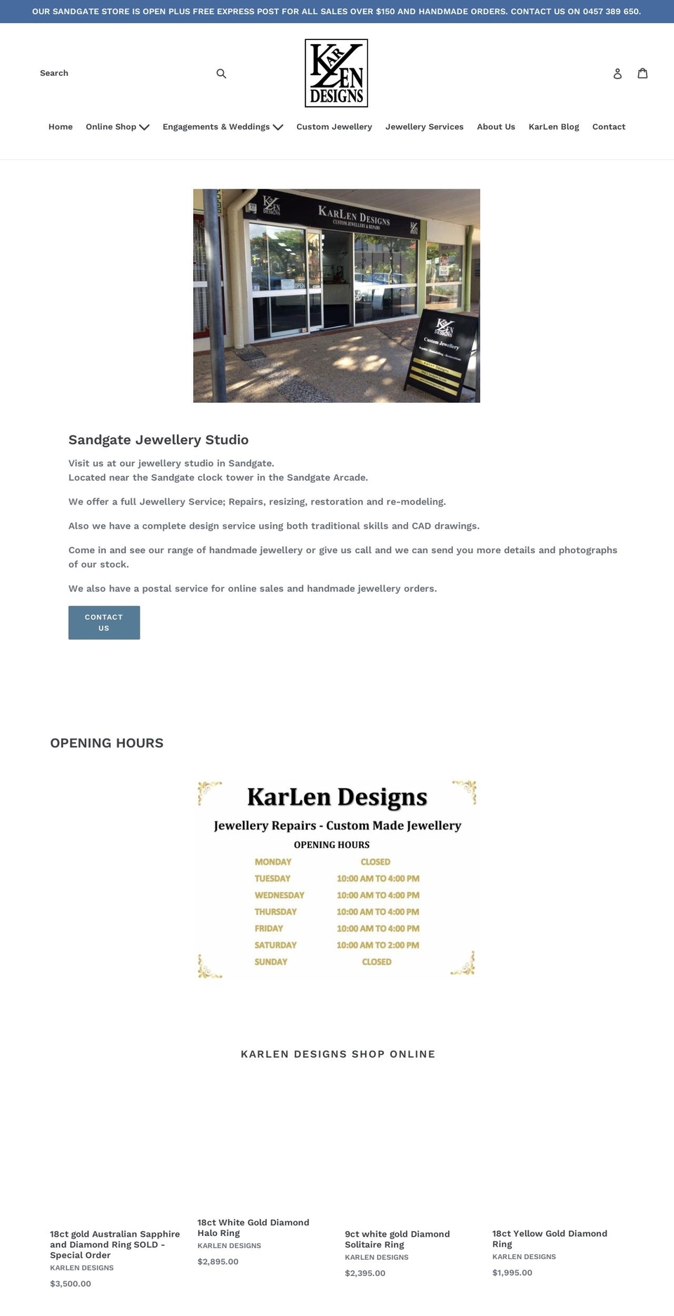 karlendesigns.com.au shopify website screenshot