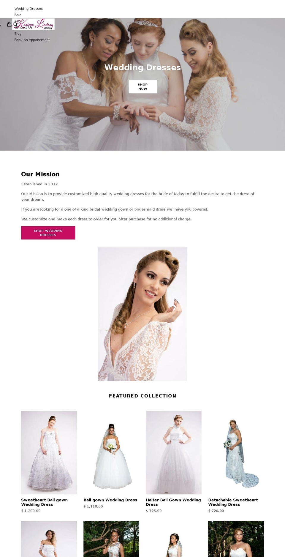 karlenelindsaydesigns.com shopify website screenshot