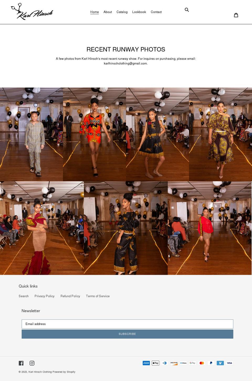 karlhinsch.com shopify website screenshot