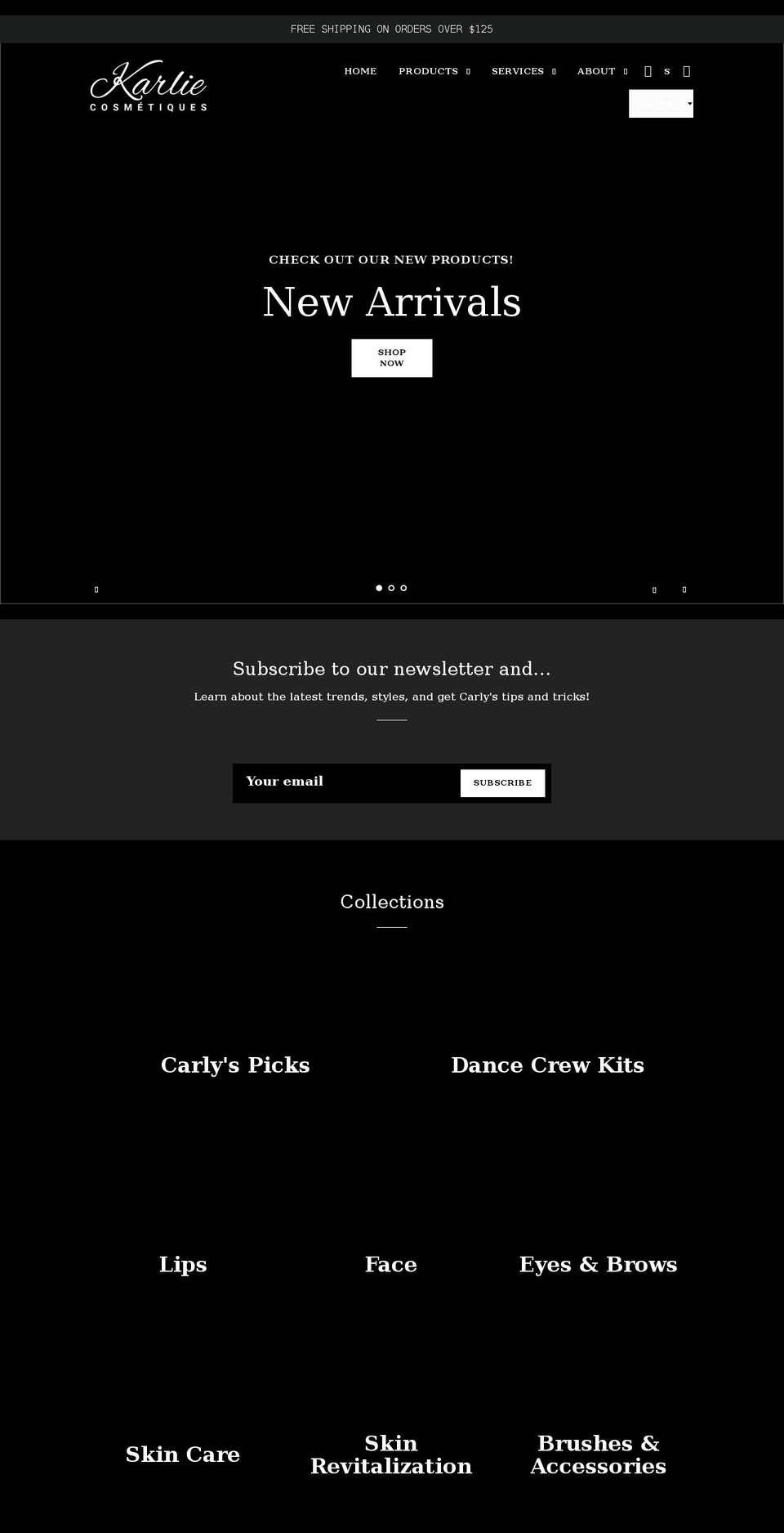 karliecosmetiques.com shopify website screenshot