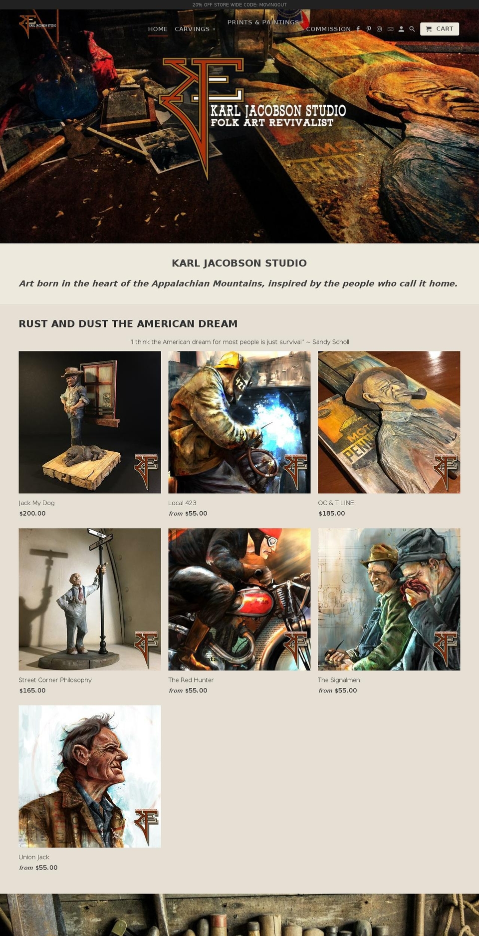 karljacobsonstudio.com — Shopify storefront screenshot