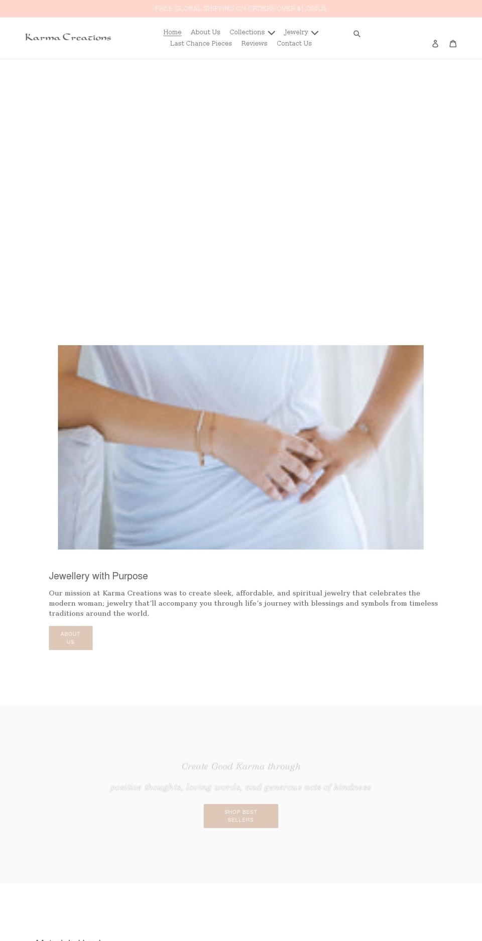 karma-creations.com shopify website screenshot