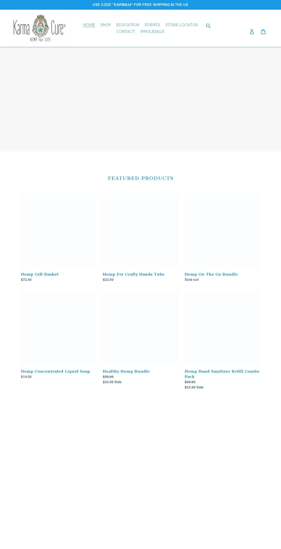 karma-cure.com shopify website screenshot