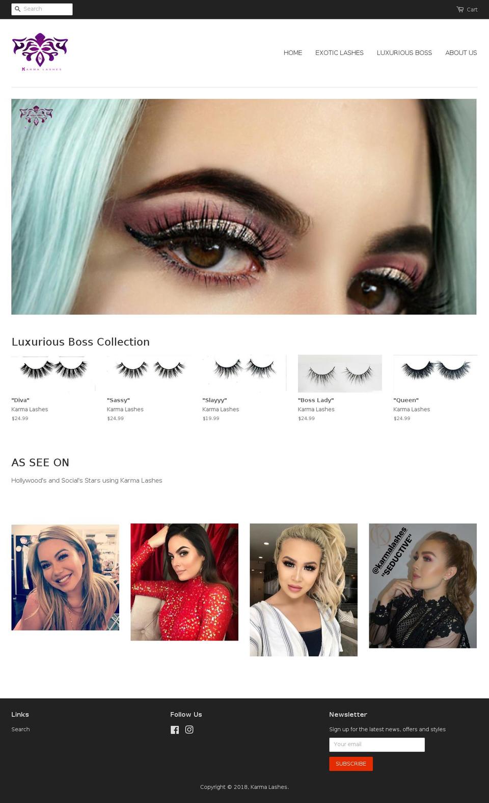 karma-lashes.com — Shopify storefront screenshot