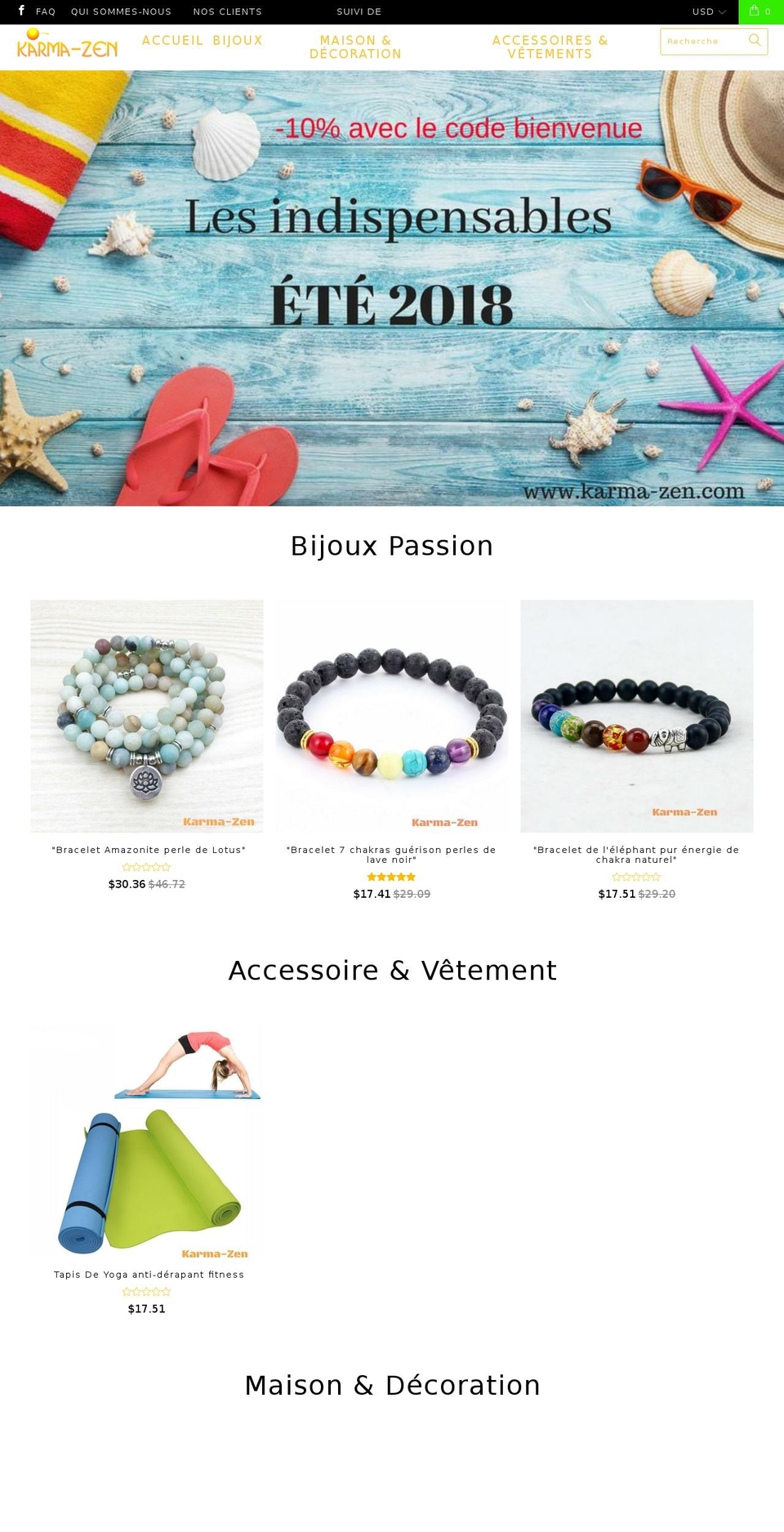 karma-zen.com — Shopify storefront screenshot