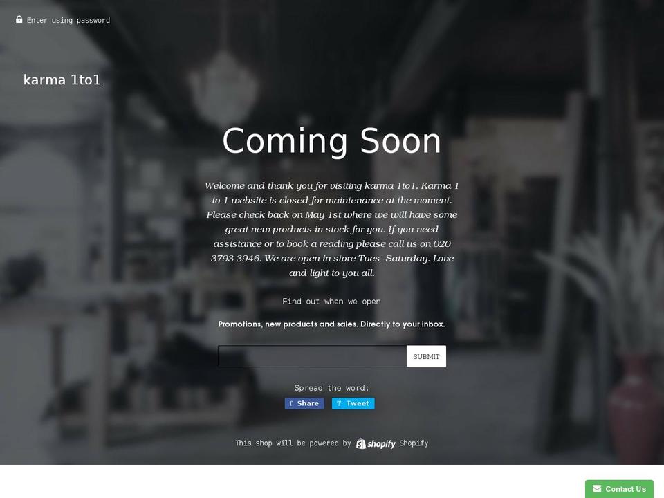 karma1to1.co.uk shopify website screenshot