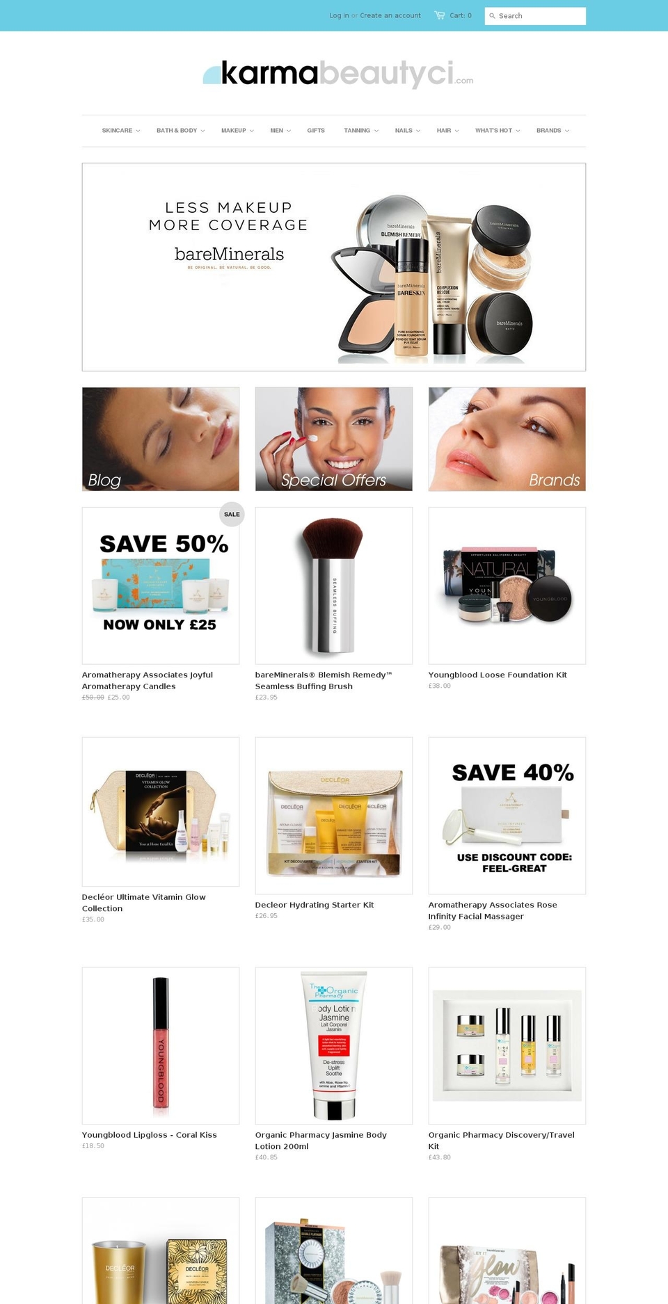 karmabeautyci.com shopify website screenshot