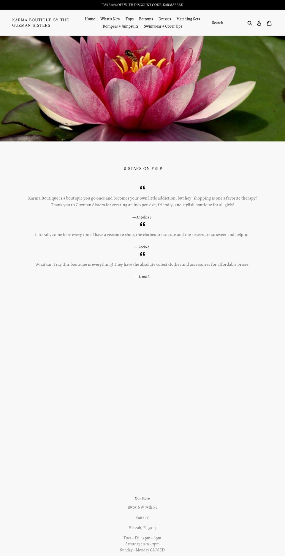 karmaboutiquemiami.com shopify website screenshot