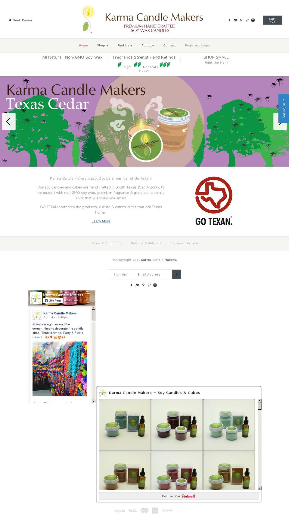 karmacandlemakers.com shopify website screenshot