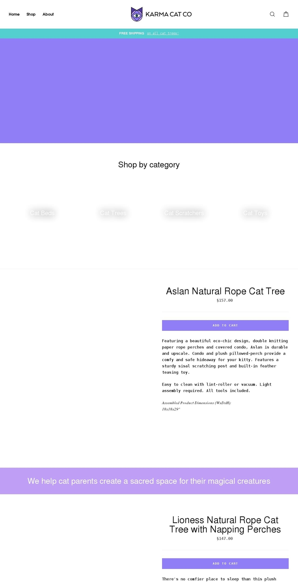 karmacatco.com shopify website screenshot