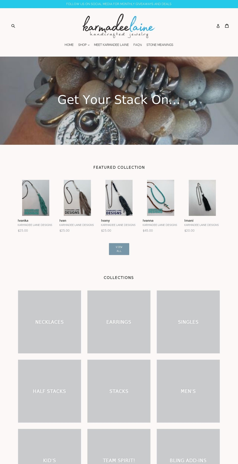 karmadeelainedesigns.com shopify website screenshot