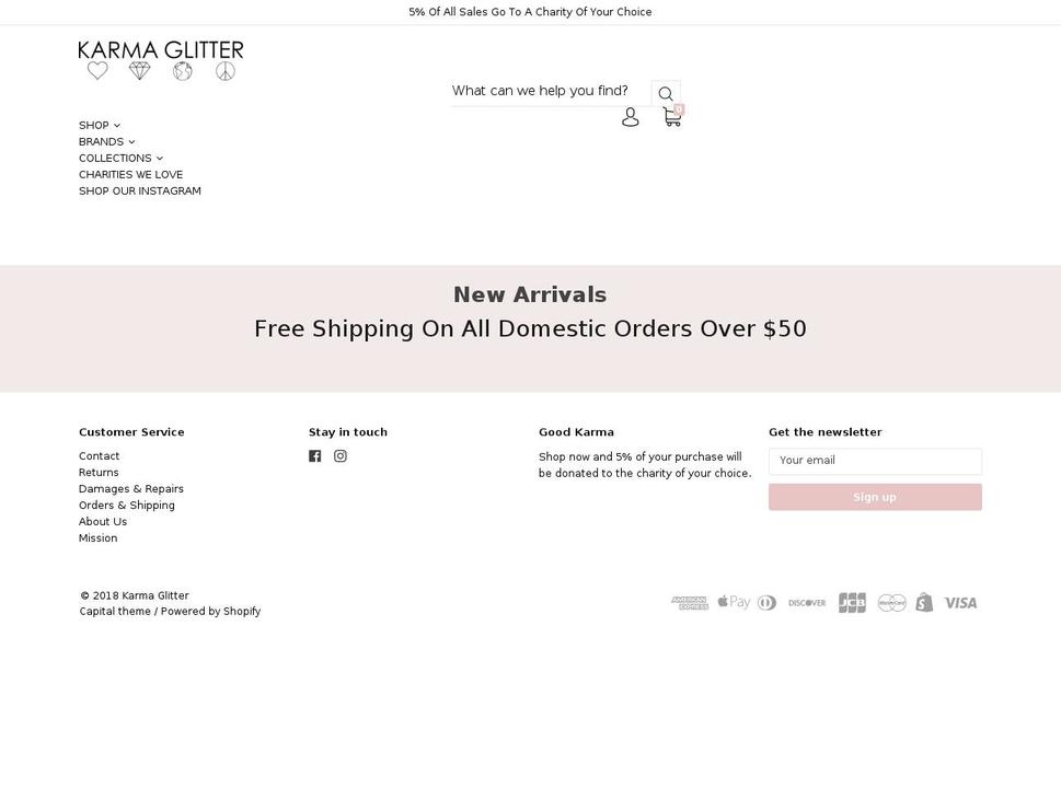karmaglitter.com — Shopify storefront screenshot