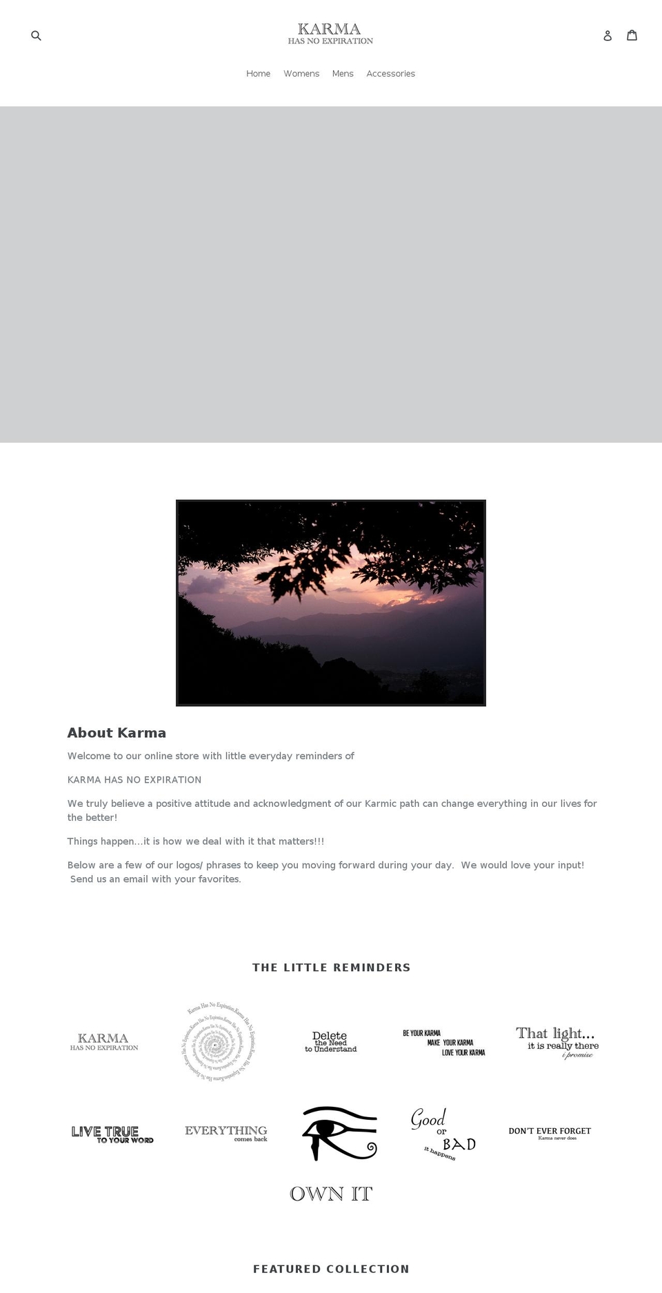 karmahasnoexpiration.com — Shopify storefront screenshot