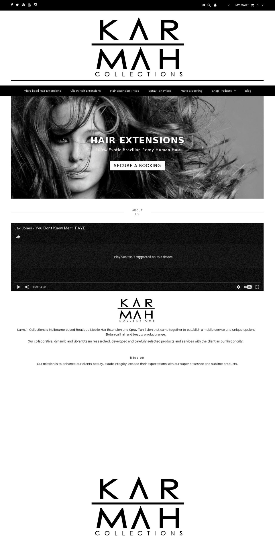 karmahcollections.com shopify website screenshot