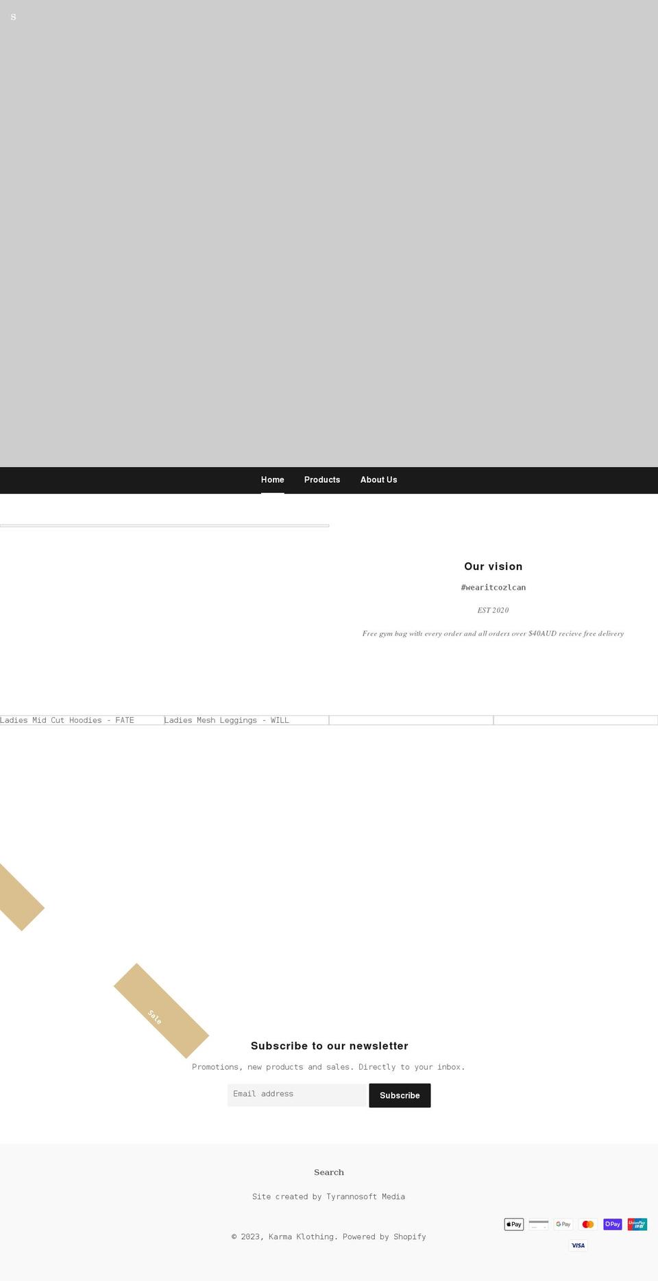 karmaklothing.com.au shopify website screenshot