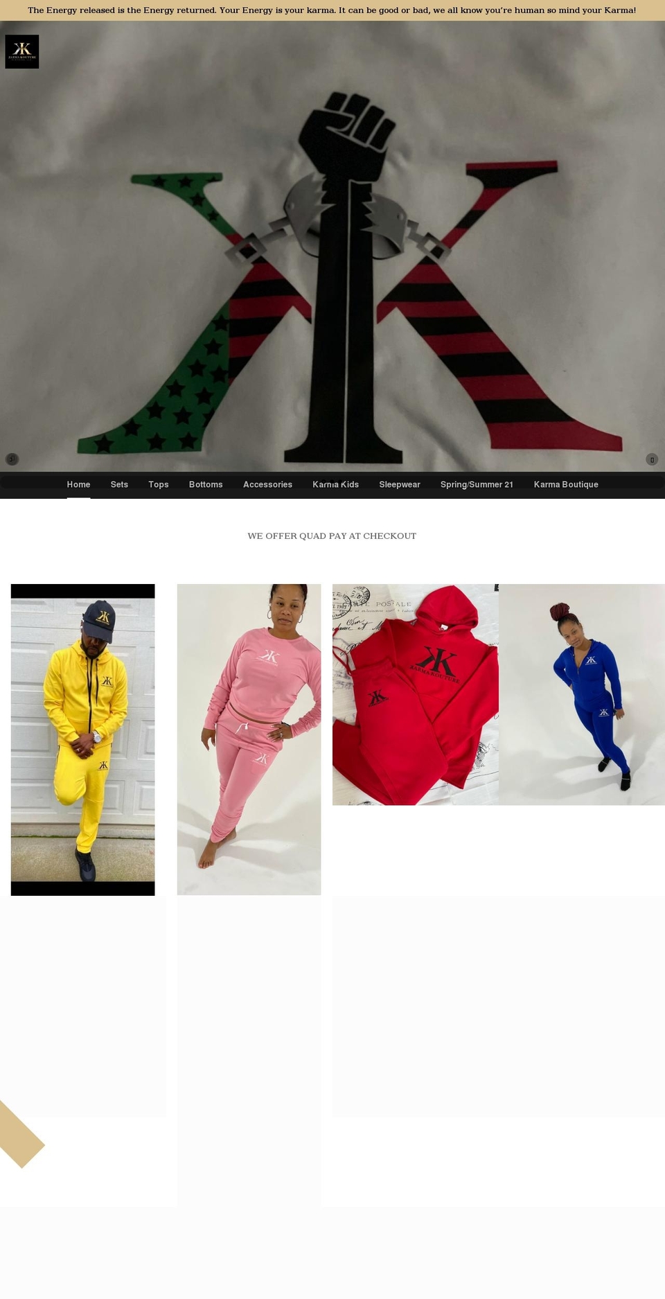 karmakoutureklothing.com shopify website screenshot