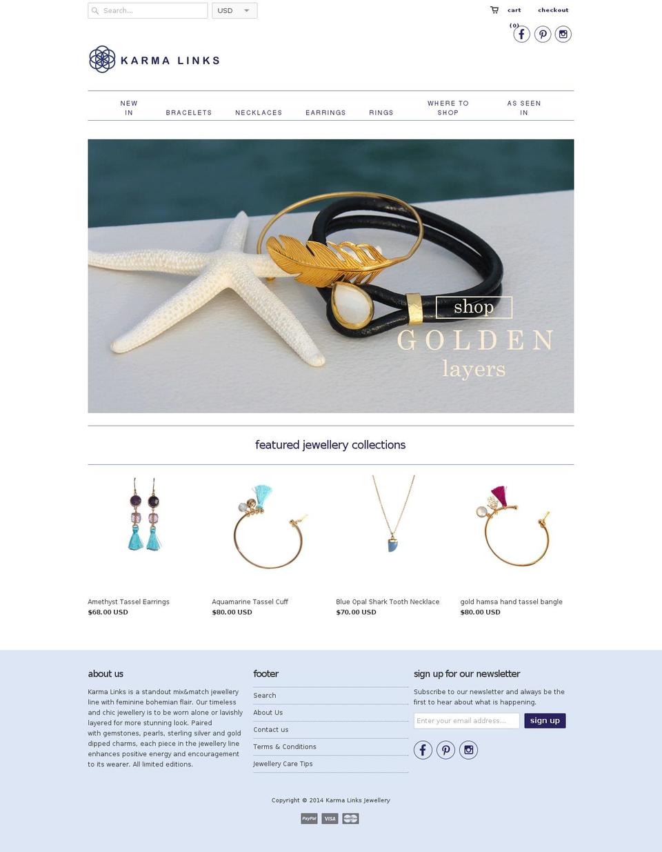 karmalinksjewellery.com shopify website screenshot