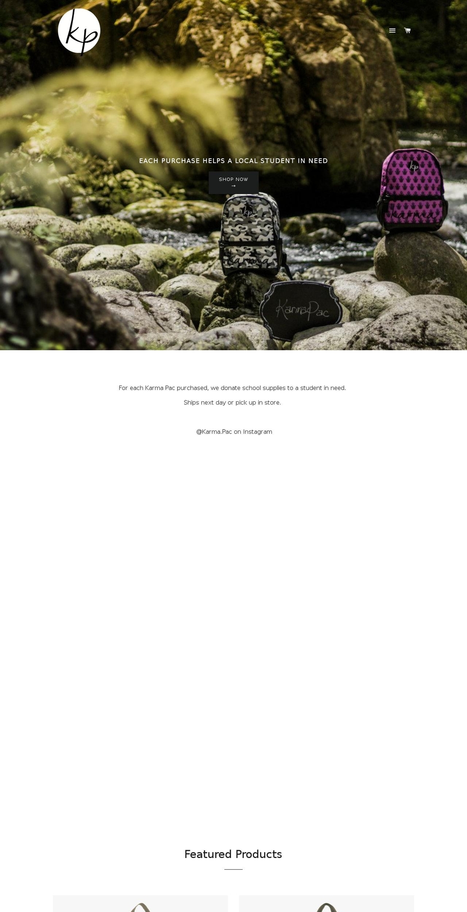 karmapac.ca shopify website screenshot