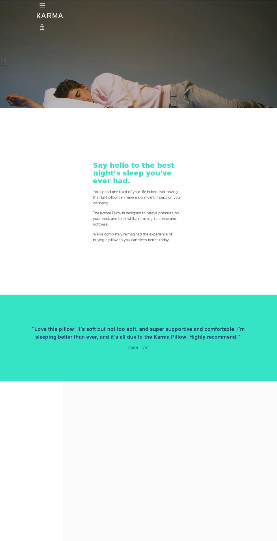 karmapillows.com — Shopify storefront screenshot
